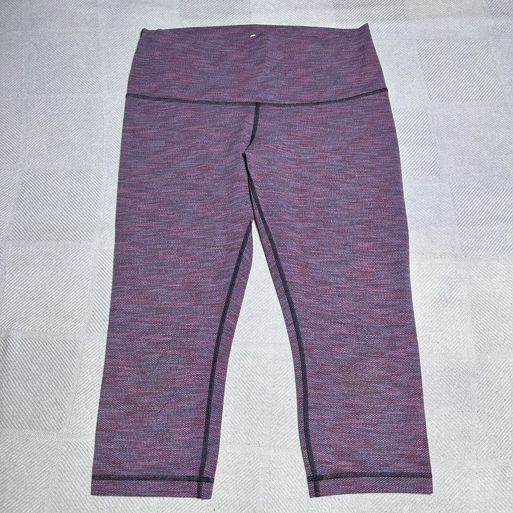 Lululemon Wunder Under Crop II Roll Down Purple Diamond‎ Jacquard Leggings Large